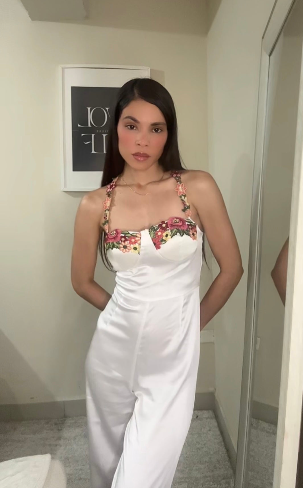 Jumpsuit satinado - Blanco