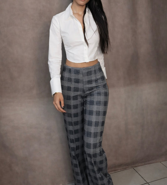 Pantalón elegante de cintura alta – negro y blanco